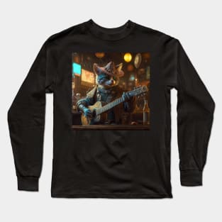 Cyberpunk Cat Singing Long Sleeve T-Shirt